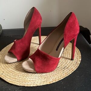French Connection Suede Leather Peep Toe Heel Size 9.5